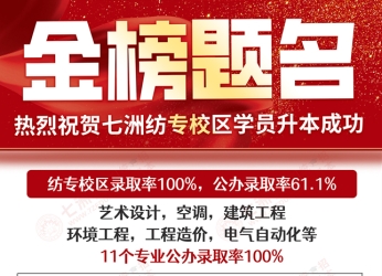 祝贺七洲教育(纺专校区)学员2025专升本全员上岸 11个专业公办本科院校录取率100%