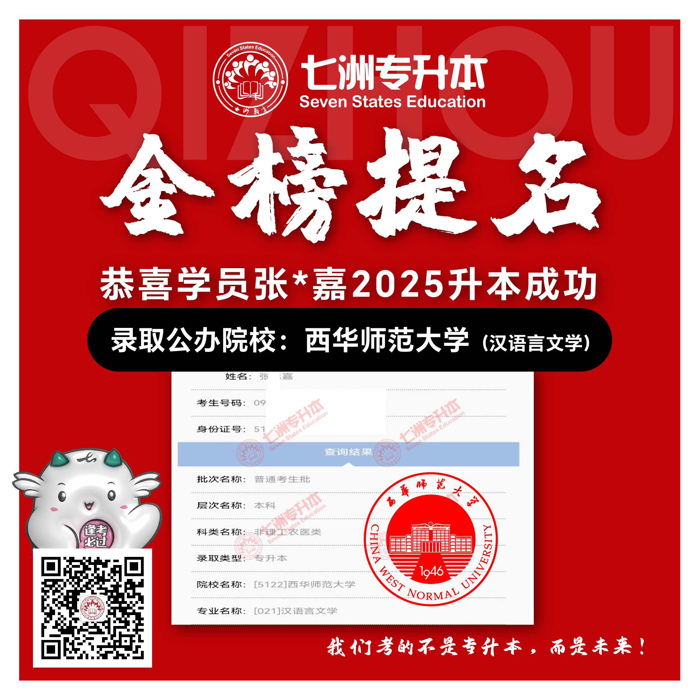 选择七洲，升本无忧！七洲教育学员2025年四川专升本普通批​公办院校录取霸屏来袭(第一波)