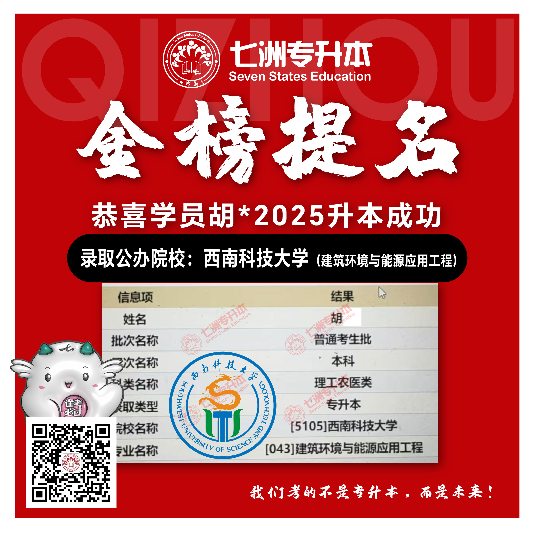 选择七洲，升本无忧！七洲教育学员2025年四川专升本普通批​公办院校录取霸屏来袭(第一波)
