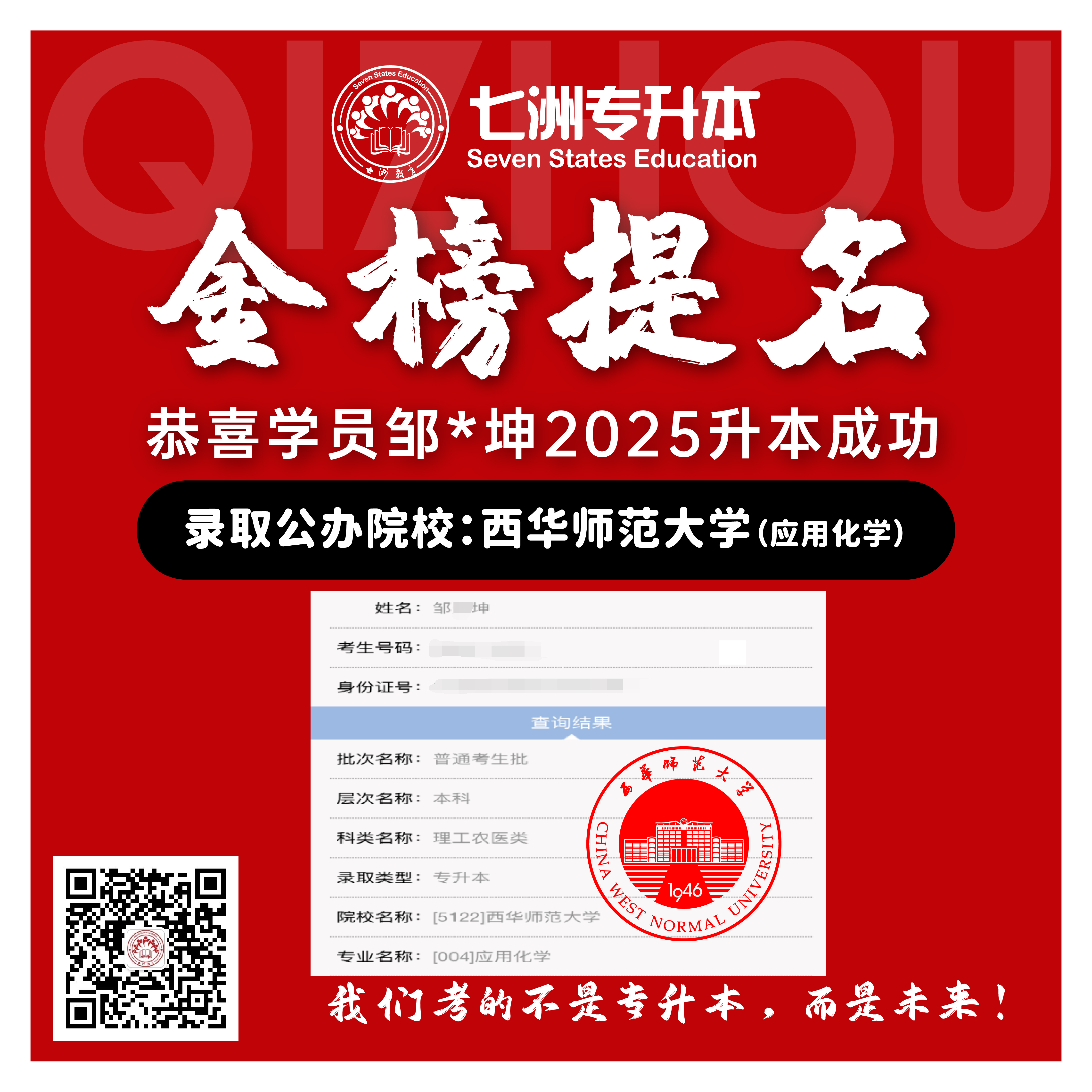 选择七洲，升本无忧！七洲教育学员2025年四川专升本普通批​公办院校录取霸屏来袭(第一波)