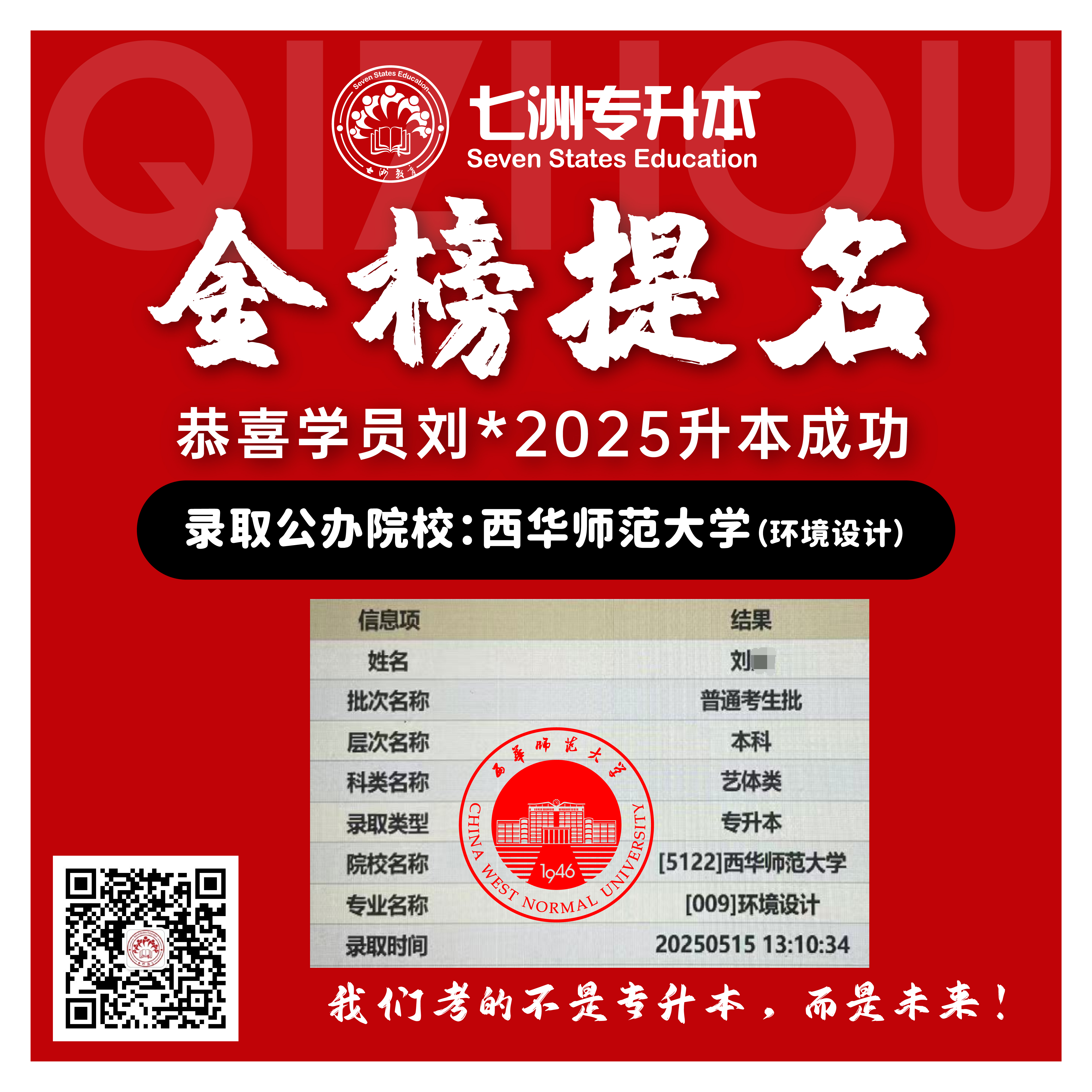 选择七洲，升本无忧！七洲教育学员2025年四川专升本普通批​公办院校录取霸屏来袭(第一波)
